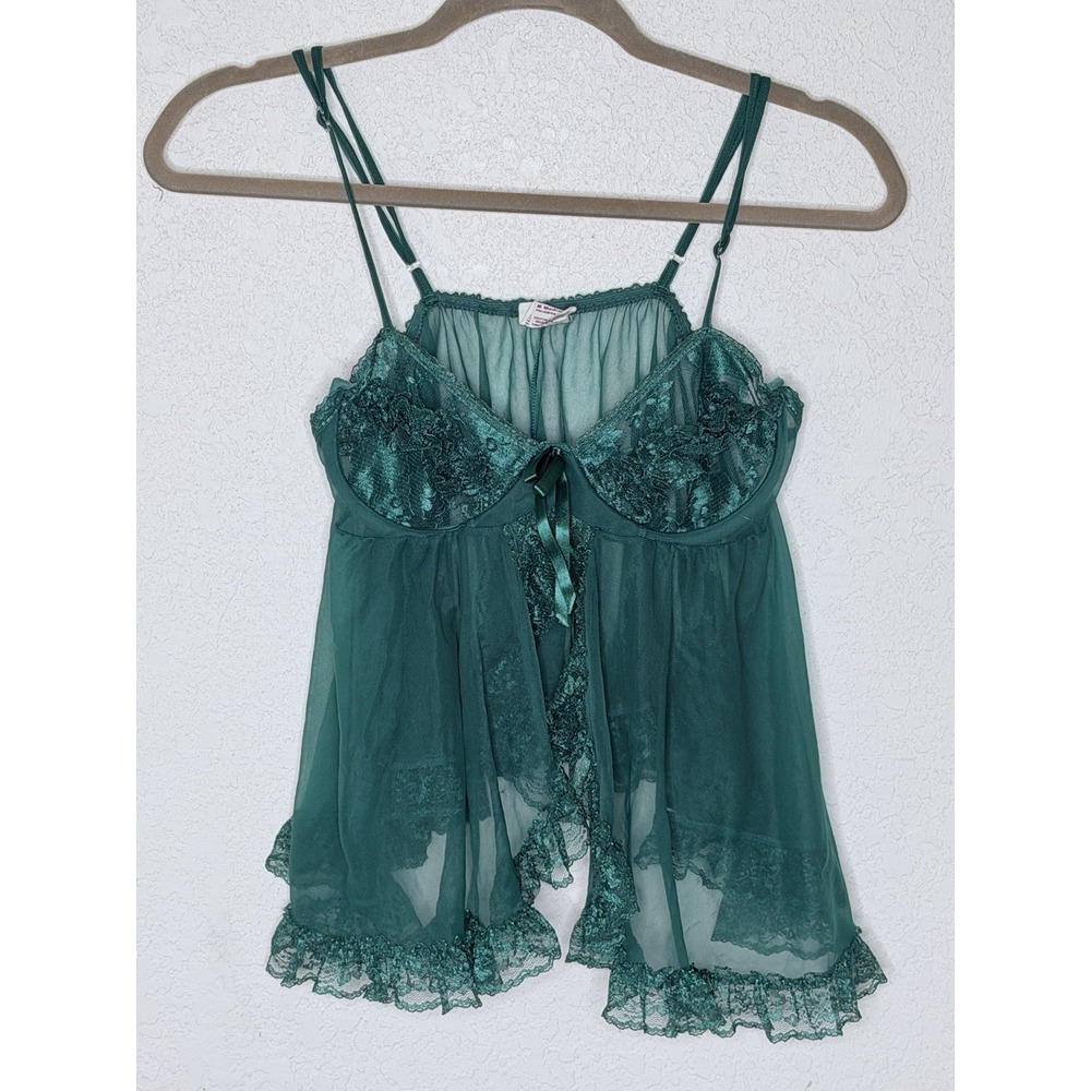 Vtg Y2K Sheer Lace Babydoll Chemise Nightgown M Underwire Lingerie Feminine